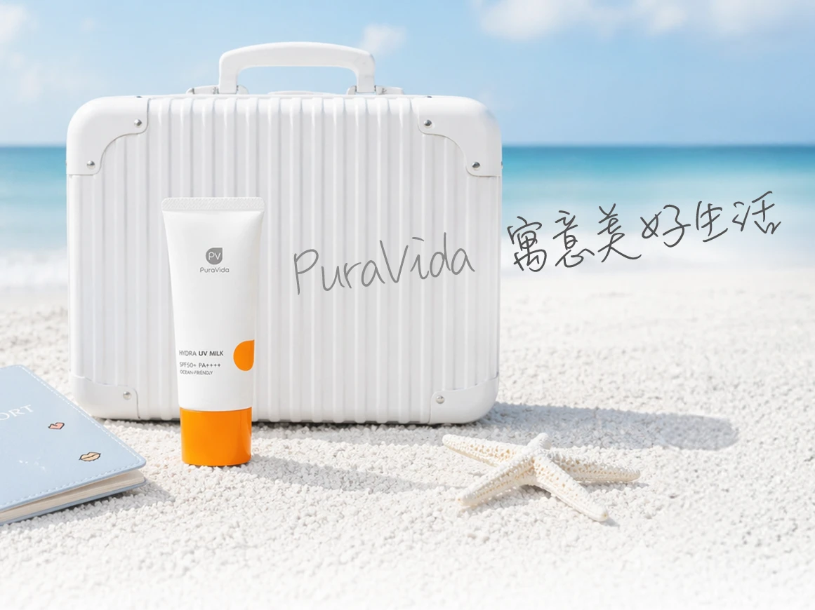 PuraVida 輕透亮采防禦乳旅行海灘情境